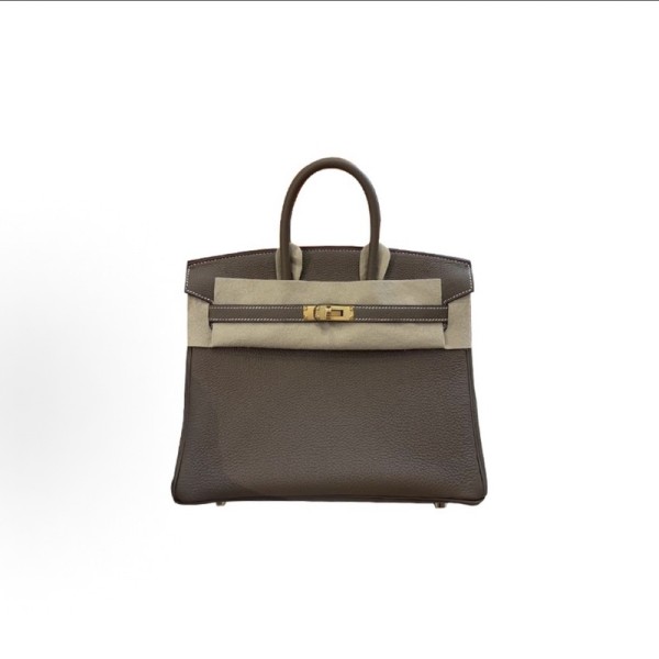 HERMES爱⻢仕 Birkin 25 ⾦扣 ⼥款 18 Etoupe ⼤象灰